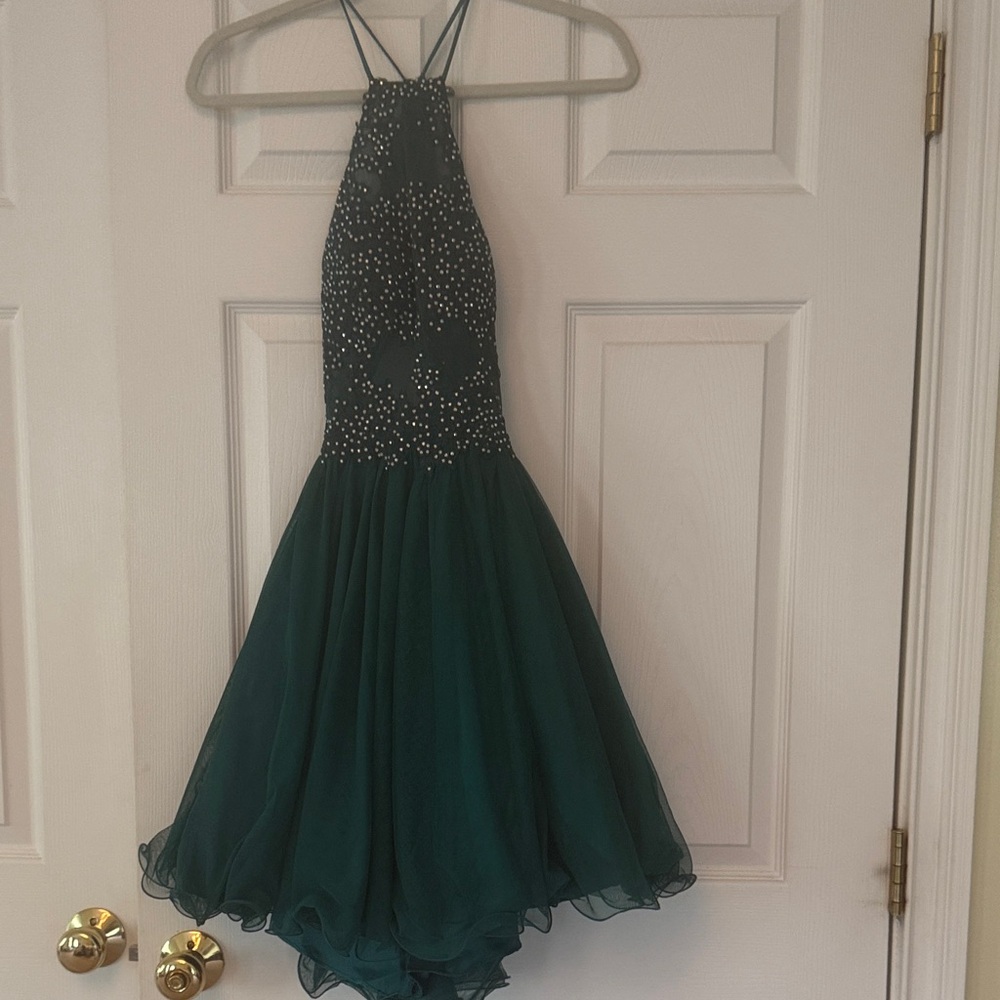 Elegant Halter Neck Dress with Rhinestones